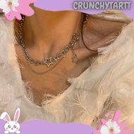 AGAIN PROMO CH-28 necklace y2k choker women's silver star chain Korean Japanese kpop idol douyin COS