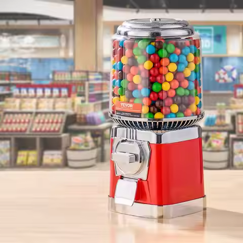 16"H Gumball Machine Vending Coin Bank Vintage Candy Dispenser PC Red