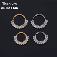 F136 Titanium Cubic Zirconia Septum Daith Piercing Jewellery 16G 8mm 1 piece