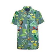 Hybrid Shirt Men  ไฮบริดเสื้อเชิ๊ตผู้ชายแขนสั้น สีเขียว(Green) MSS-457GR เสื้อฮาวาย เสื้อเชิ้ตแขนสั้