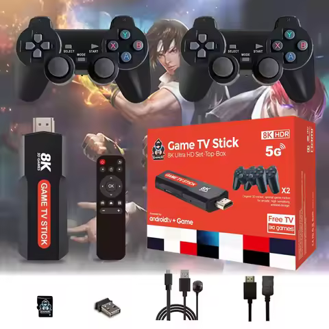 X2 Game Stick Dual OS 4G WiFi Wireless Controller Android 12 S905 10000+ Retro Game support N64 GBA 