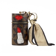 Lipstick Case, Mini Leather Lipgloss Bag with Keychain, Portable Lipstick Organizer for Purse Finger
