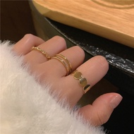 3pcs/set Double Ins Cold Wind Fashion Finger Ring Female Hundred with Temperament Metal Circle Twist