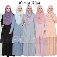KURUNG AININ - Baju Kurung Moden Raya  Riau Pahang  Mint Grey Smokey Blue Hitam Lilac Nude Nursing