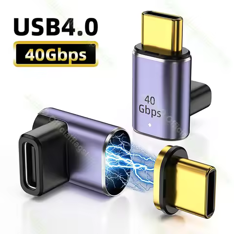 Elbow USB4.0 Thunderbolt3 40Gbps Magnetic Adapter USB C to C 100W Fast Charging Magnet Converter Cab