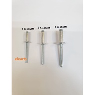 ALUMINIUM BLIND RIVET 4 X 13MM / 5 X 16MM / 6 X 16MM (30PCS/BAG)