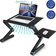 MXMIO Portable Computer Laptop Desk, CPU Cooling Fan USB Ports Foldable Laptop Table, Multifunctional Mouse Pad Lightweight Aluminum Height Adjustable Notebook Riser Office