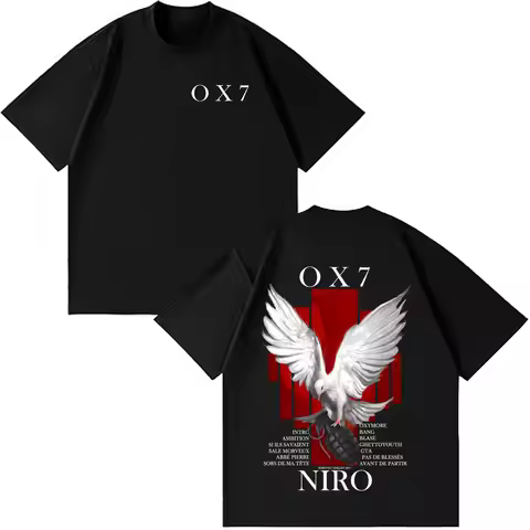 Rapper Niro OX7 Album T-shirt Men Women Clothes Hip Hop Fashion Pop Music T-shirts Male Casual Cotto