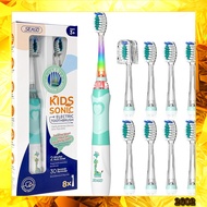 Seago Kids Electric Toothbrush with 8 Replacement Heads - Designed for Ages 3-12, Features 2-Minute 