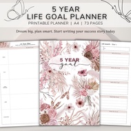 5-Year Goal Printable Planner, Goal Planner Printable, Productivity Planner, Personal Growth Planner