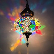 Big Size Mediterranean Turkish Mosaic Pendant Lamp Stained Glass Globe Hanging Lamp Sconces Hotel LE