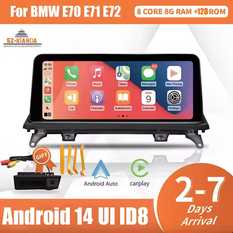 Wireless Carplay Android 14 Car Multimedia Screen for BMW X5 E70 X6 E71 E72 CCC CIC Android Auto Rad