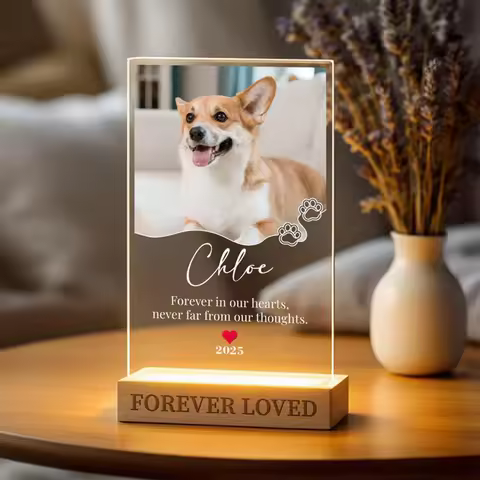 Custom Acrylic Pet Happy Moment Memorial Photo Stand Pet Growth Birthday Precious Moment Commemorati