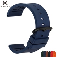MAIKES Sport Watch Strap 20mm 22mm 24mm Watch Accessories Fluoro Rubber Watch Band Man Watchband For Fossil Casio MIDO Certina