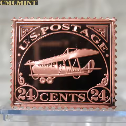 Old Copper Coins Antique Stamp 1 Oz 999 Fine Copper Cur Jenny Bi Plane Stamp Bar Commemorative Coins