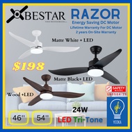 [YEOKA LIGHTS AND BATH] BESTAR RAZOR 46/54 Inch Energy Saving DC Motor Ceiling Fan with 3 tone LED Light and Remote Cont