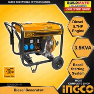 BUILDMATE Ingco Diesel Generator 3.5KVA (5.7HP) 15L Fuel Tank Recoil Air-Cooled Industrial Generator