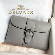 DELVAUX Brillant Compact Wallet 全新 馬蹄釦粒纹小牛皮中夾(附零錢包/灰色)