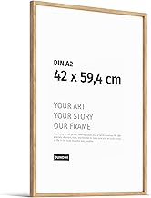 Premium Oak Picture Frame DIN A2 (42 x 59.4 cm) Real Wood Picture Frame DIN A2 Made of Oak with Shat