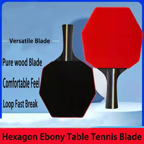 Hexagon Ebony Table Tennis Blade 7 Layers Pure Wood Loop Fast Break Comfortable Ping Pong Racket wit