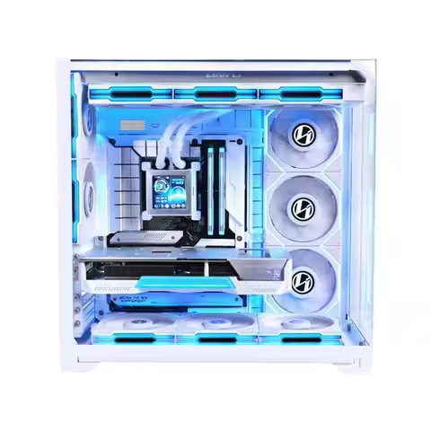 O11 Vision Compact Ocean View Room Computer Case, White/Black