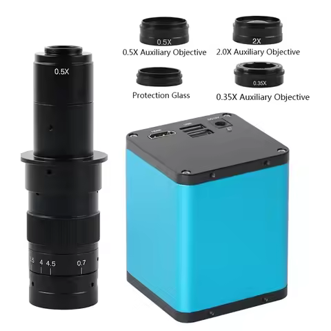 FHD 1080P IMX307 Autofocus Measuring Video Microscope Camera + Zoom 180X C Mount Lens + 0.5x 1x 0.35