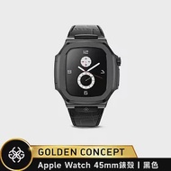 ★送原廠提袋+進口醒酒器★Golden Concept Apple Watch 45mm 保護殼 ROL45 黑錶殼/黑皮革錶帶 (Royal Leather)