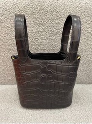愛馬仕 Hermès Picotin 14 Micro 菜籃子 黑色 鱷魚皮 金扣｜全新｜Z刻