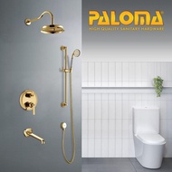 Paket Shower Set Paloma Kran Tanam Panas Dingin Gold Wall Shower & Hand Shower & Spout Murah Berkual