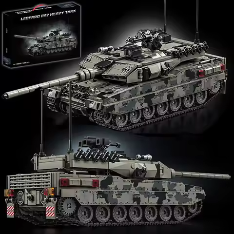 Tanque de batalla principal del ejército militar MOC Leopard 2A7, bloques de construcción de soldado