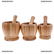 [Hundred] Wooden Mortar and Pestle Set Garlic Pugging Pot Herb Mill Crusher Grinding Bowl [Series]