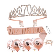 Baoblaze Birthday Sash for Girls Hair Accessories 70TH Birthday Gifts for Her 70TH Birthday Crown Bi