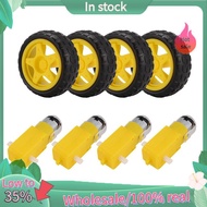 4PCS DC Electric Motor + Plastic TT Motor Tire Wheel Dual Shaft Gear Motor TT   for  Smart Car