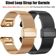 20mm 22mm 26mm Quick Fit metal  Stainless Steel Band Strap compatible for Garmin Fenix 7X 7 Pro Feni