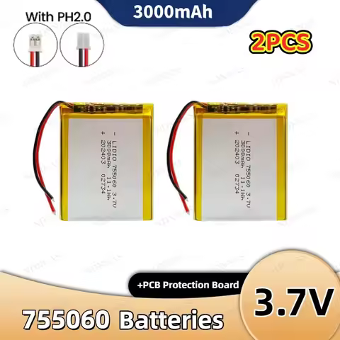 755060 Lipo 3.7V Battery 3000mAh Rechargeable Li-Polymer Batteries for Mobile Power Toys Tablet PCs 
