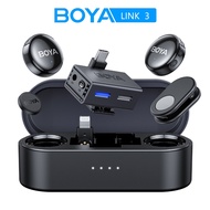 BOYA BOYALINK 3 Wireless Lapel Microphone for iPhone 15/16 Type-C Devices AI Noise Cancellation Lava