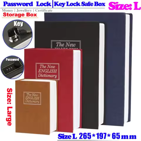 L Piggy Bank Safe Deposit Box Secret Compartment Hidden Storage Stash Jewels Money Box Bookcase Deco