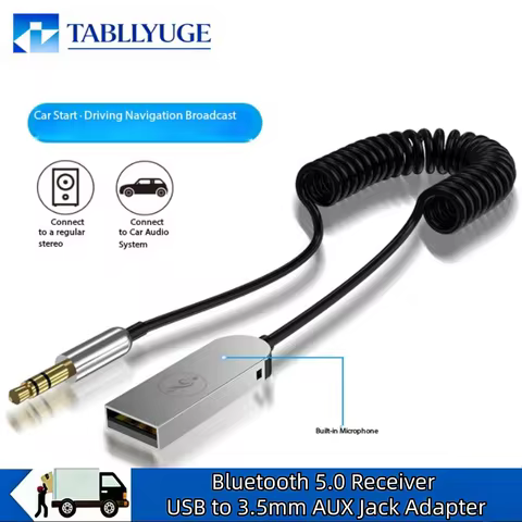 Baseus BA01 Bluetooth 5.0 Receiver USB to 3.5mm AUX Jack Adapter Dongle Hands Free Audio Music Recei