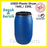 [USED] 160L / 220L Plastic Open Top Drum, Tong Biru (1unit per order)
