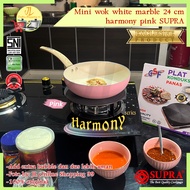 Supra Harmony pan 24cm white marble Pink/mini wok/stir wok pan/Non-Stick Frying pan