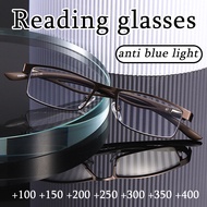 ธุรกิจใหม่ Full กรอบแว่นตา Presbyopia สำหรับชาย Anti Blue Light รังสีแว่นตาอ่านแว่นตาโลหะคุณภาพสูงกร