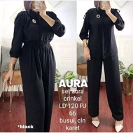 rati - AURA SET BY mumufashion SOLO Setelan Crinkle Airflow Wanita Baju Celana Atasan Airflow Dewasa