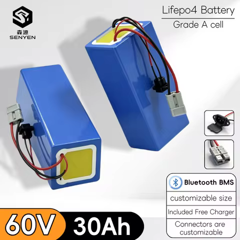 60V 30Ah Lifepo4 battery pack 16S6P 21700 1000-2500W High Power Electric vehicle Scooter Motorcycle 