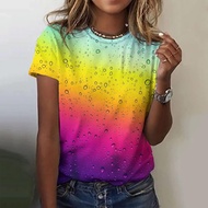 Summer Colorful Water Drops 3D Print T-shirts Women Streetwear Casual Fashion Y2k Short Sleeve T Shi