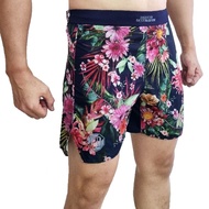 Fighter Destination BASIC II Floral 4 Navy Fight Shorts MMA Muaythai BJJ Boxing Kickboxing Crossfit 