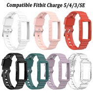 Straps with Case Compatible with Fitbit Charge 3/3SE/4/4SE/5/6, Soft Silicone Bands with Shatter-Resistant Protective Frame for Fitbit Charge 6