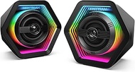 BESTISAN Computer Gaming Speakers with 8 RGB Modes, Compact Design, DC Powered Desktop Speaker with 
