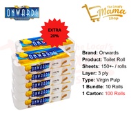 [CARTON] 3 PLY x 1500 Sheets | 4400 PLY | x 100% Virgin Pulp | Onwards Bathroom Toilet Paper Roll | 