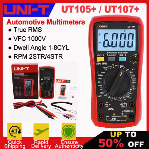 UNI-T UT105+ UT107+ Plus Automotive Multimeter with Tachometer Engine Speed RPM VFC Tester Professio