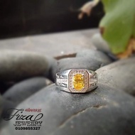 cincin lelaki silver permata kuning, cincin lelaki perak 925 permata kuning, silver 925 men ring in 
